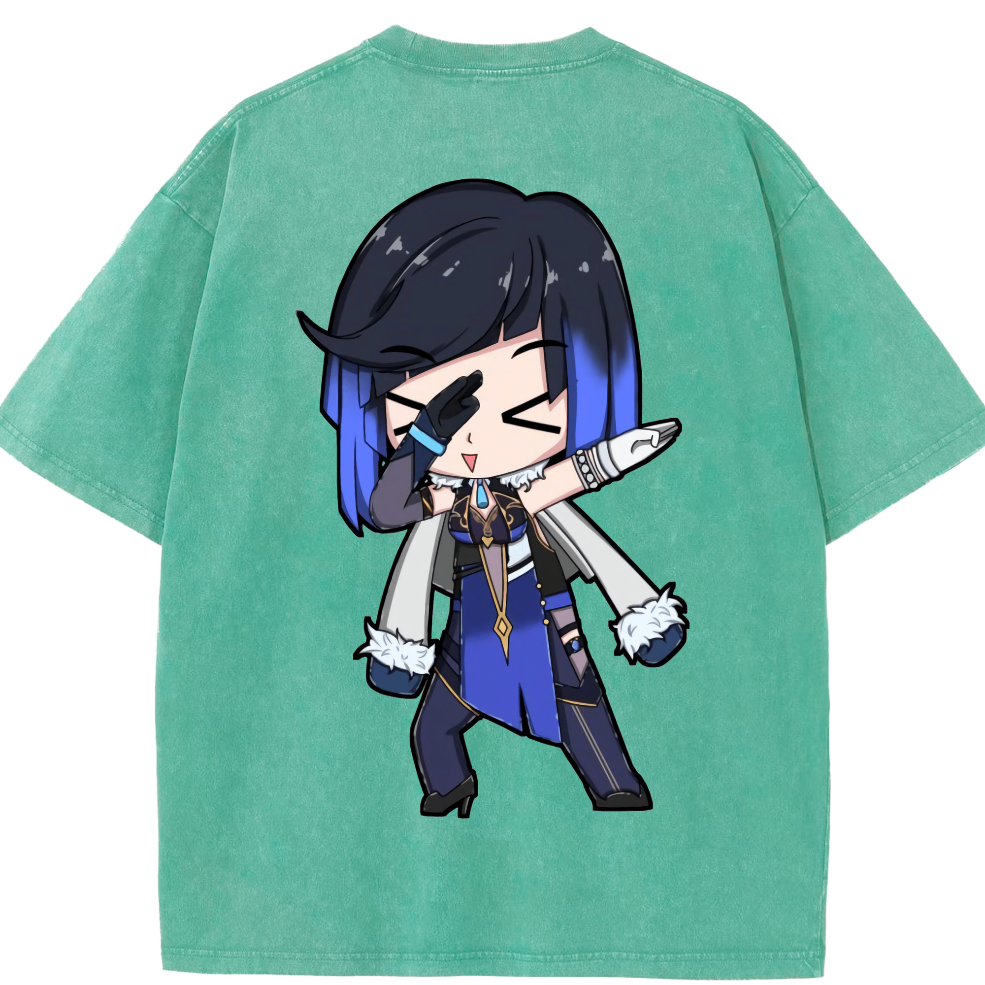 げんし神 夜兰 やらん genshin Yaran 綿100% ヴィンテージ風 半袖Tシャツ（背面プリント）